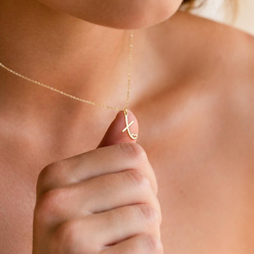 Initial Necklace for Women-14k Gold Filled Dainty Letter Necklaces Trendy Cute C - Picture 4 of 8